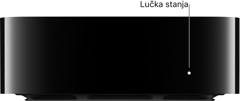 Naprava Apple TV s poudarjeno lučko stanja