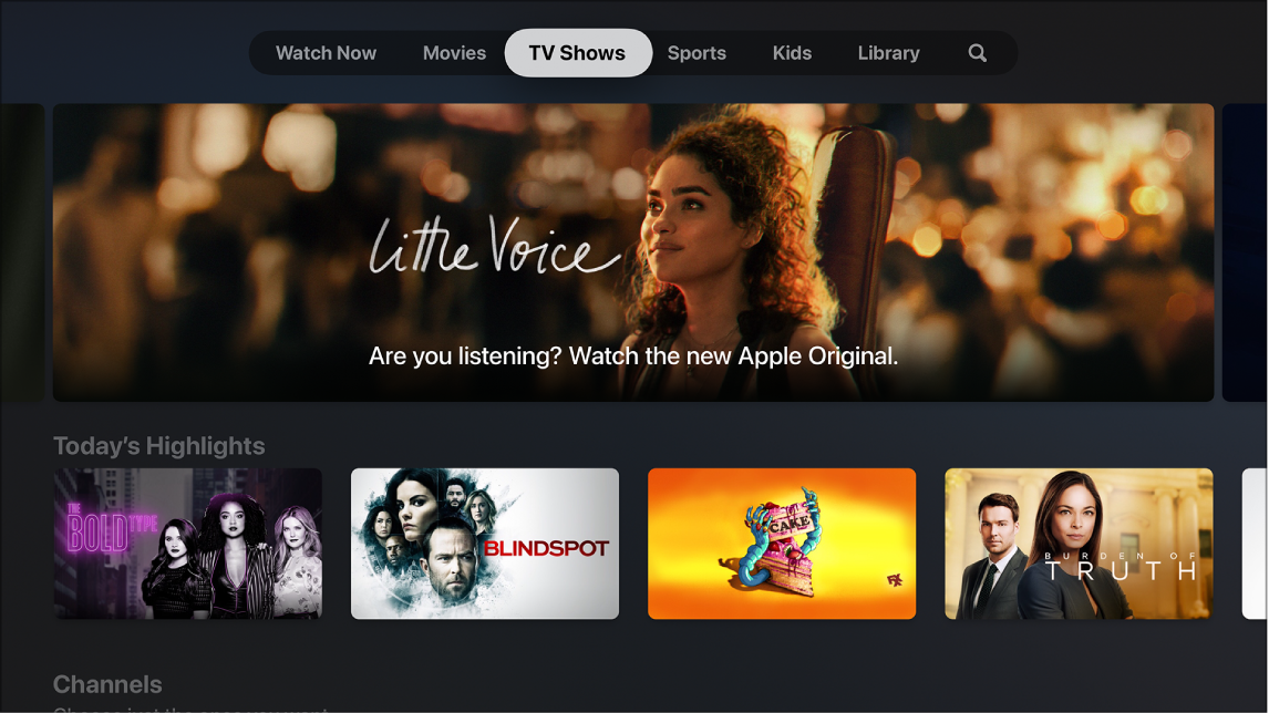 Écran montrant Séries TV