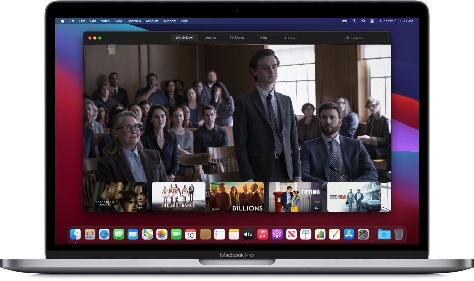 La fenêtre de l’app Apple TV en arrière-plan.