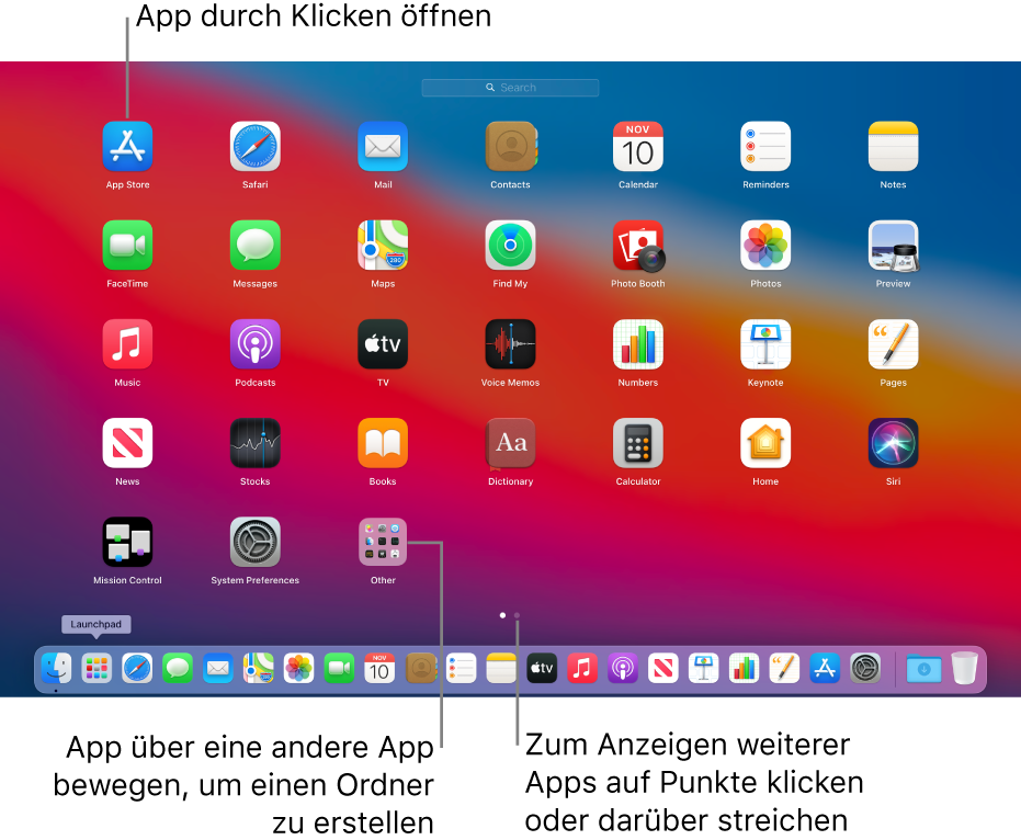 Launchpad Zum Anzeigen Und Offnen Von Apps Auf Dem Mac Verwenden Apple Support