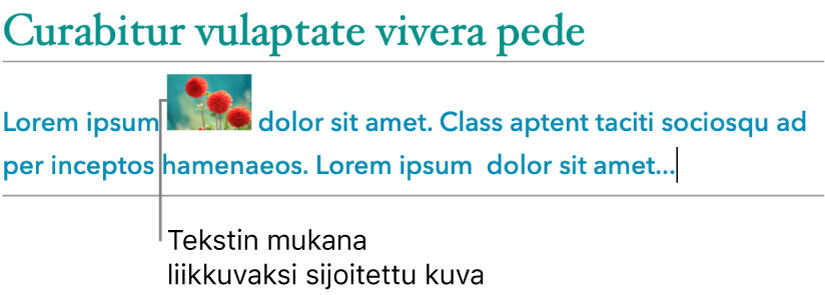 Kuva sijoitettuna tekstin mukana liikkuvana.