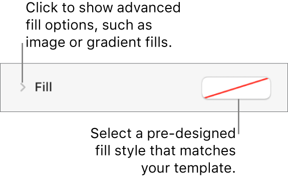 Controls for choosing a fill colour.