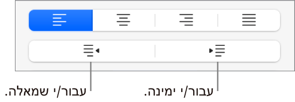 אפשרויות יישור פיסקה.