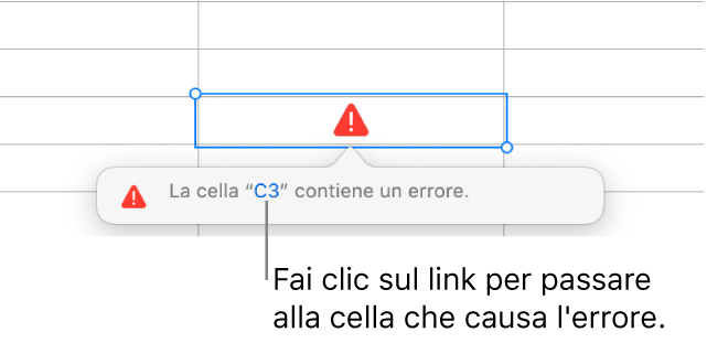 Link all'errore di una cella.