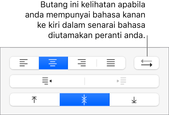 Butang Arah Perenggan dalam bahagian Penjajaran pada bar sisi Format.