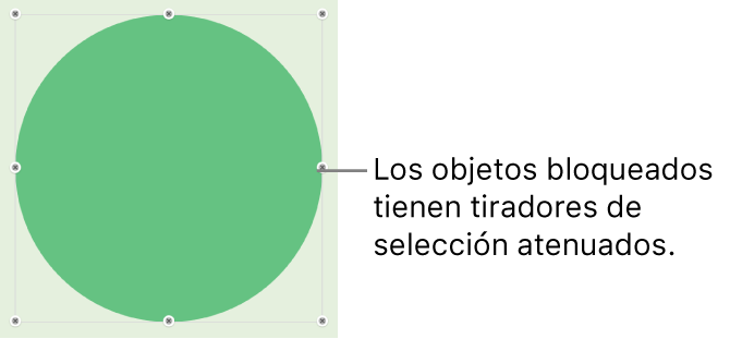 Un objeto bloqueado con tiradores de selección atenuados.