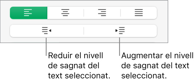 Opcions d’alineació de paràgraf.