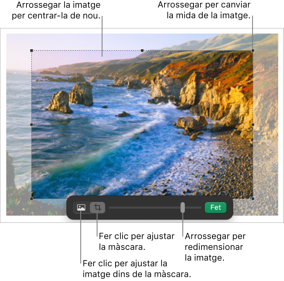 Els controls de màscara sobre una foto.