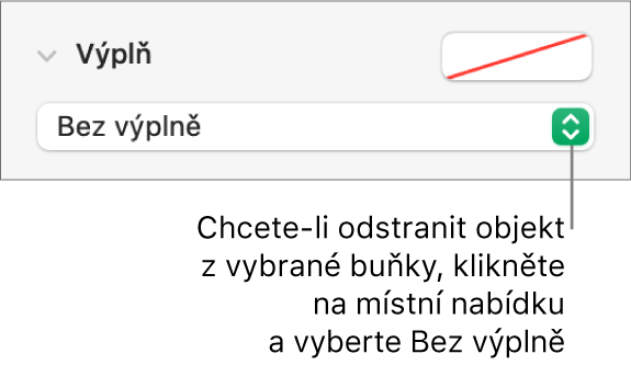 Ovládací prvek pro odstranění objektu z vybrané buňky