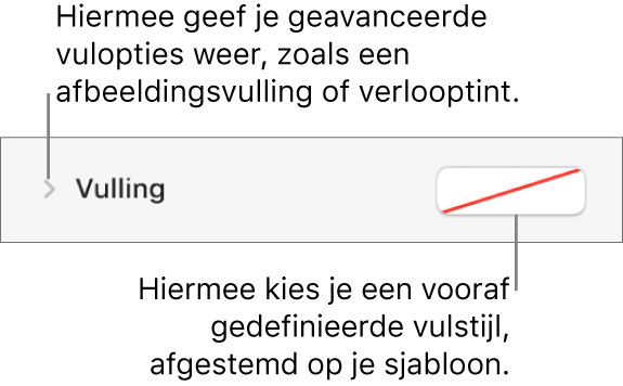 Regelaars voor het kiezen van een opvulkleur.