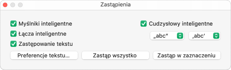 Okno zastąpień.