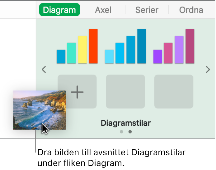 Skapa en ny stil genom att dra en bild till avsnittet diagramstilar i sidofältet.