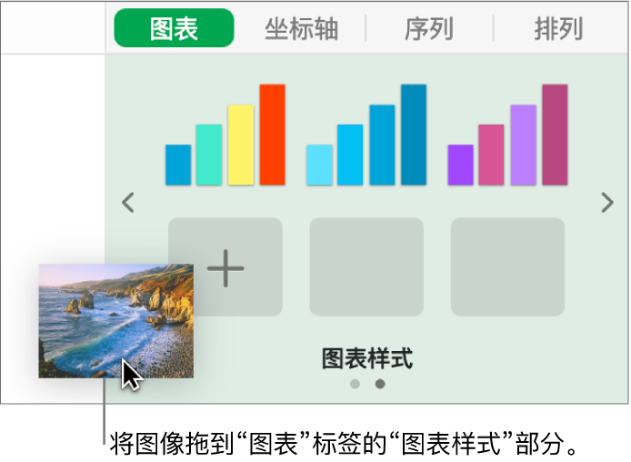 将图像拖移到边栏的图表样式部分以创建新的样式。