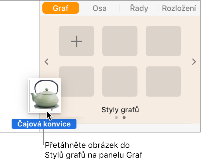 Vytvoření nového stylu přetažením obrázku do oddílu stylů grafu na bočním panelu