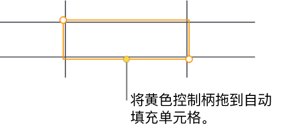 所选单元格带有黄色控制柄，可拖移以自动填充单元格。