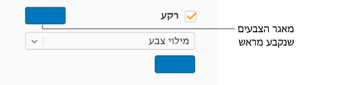 תיבת הסימון ״מילוי״ נבחרה ומאגר הצבעים שנקבע מראש מימין לתיבת הסימון מלא בצבע סגול.