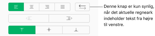 Knappen Tekstretning i indholdsoversigten for formatering.