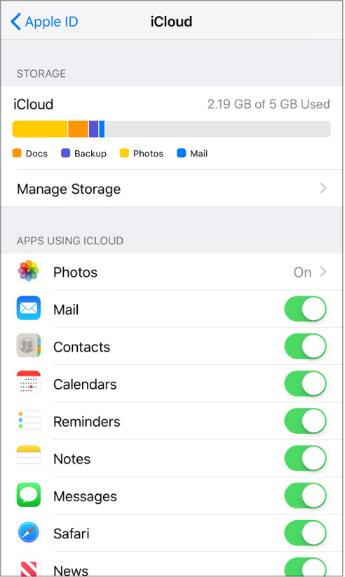 Turn Icloud Features On Or Off Apple Support