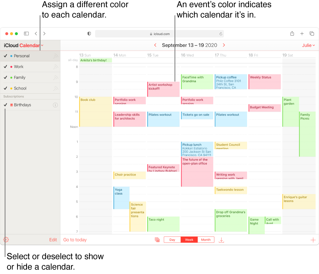 Create a calendar on iCloud com Apple Support