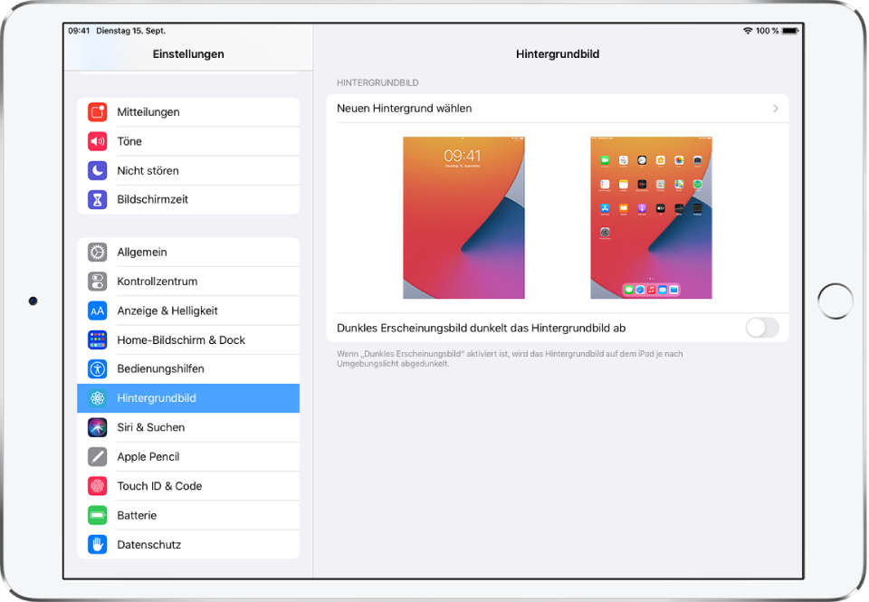 Andern Des Hintergrundbilds Auf Dem Ipad Apple Support