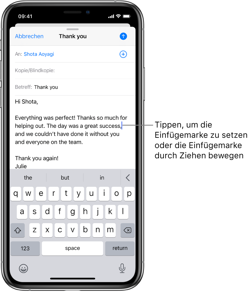 Auswahlen Und Bearbeiten Von Text Auf Dem Iphone Apple Support
