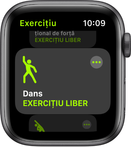 Ecranul Exerciții cu exercițiul Dans evidențiat.