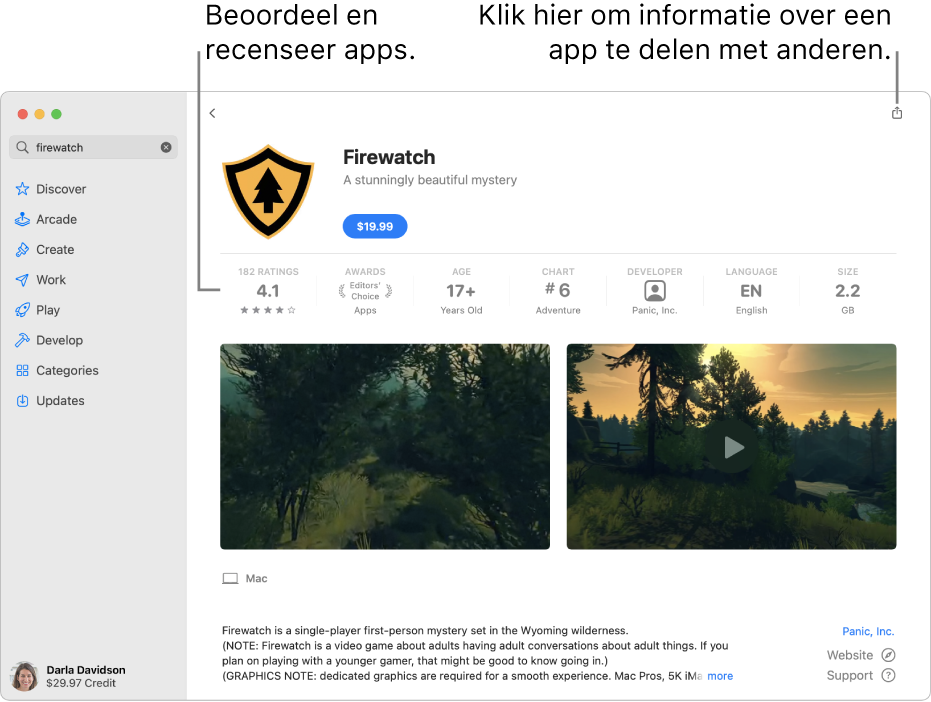 Beoordelingen van klanten voor een app in de App Store.