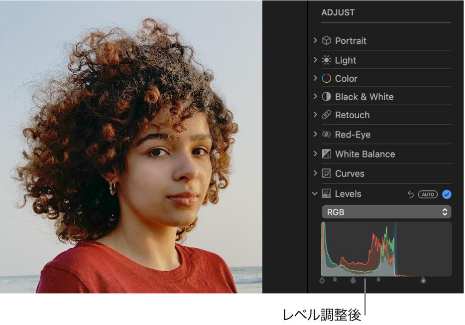 レベル調整後の写真。