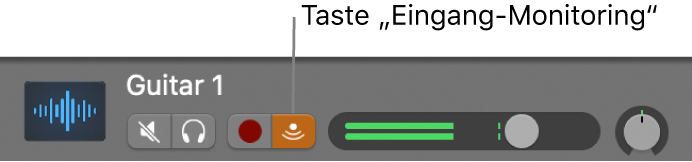 Abbildung. Audiospur-Header mit ausgewählter Taste „Eingang-Monitoring“