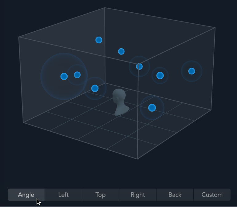 Figure. Changing the 3D perspective in the Dolby Atmos plug-in.