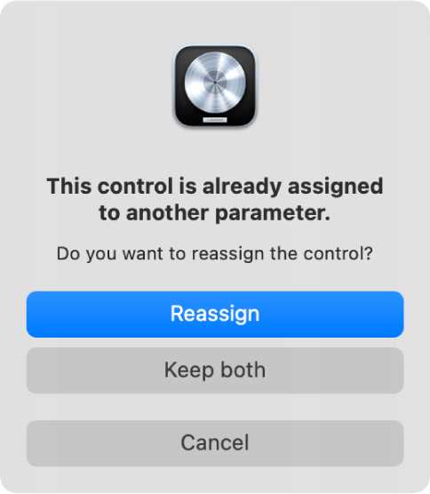 Figure. Reassign used controller dialog.