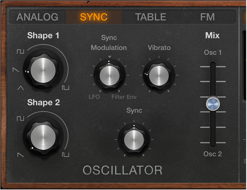 Figure. Retro Synth Sync oscillator parameters.