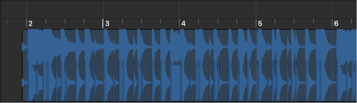 Figure. Transients displayed as vertical lines in Beat Mapping track.