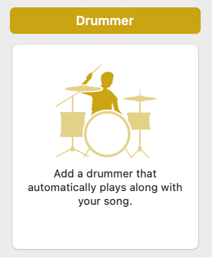 Ilustración. Icono de Drummer en el cuadro de diálogo “Nuevas pistas”.