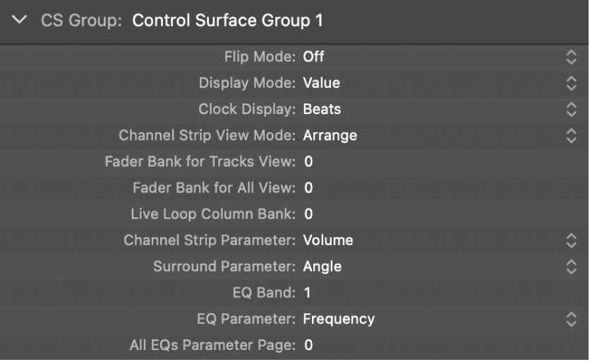 Ilustración. Imagen de los parámetros de visualización del grupo de superficies de control.