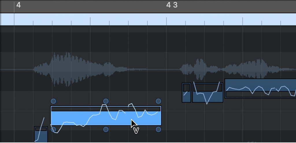Figure. Outil Volume dans l’éditeur de piste audio.