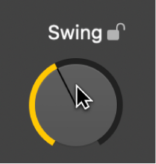 Figure. Glissement du potentiomètre Swing dans l’éditeur de drummer.