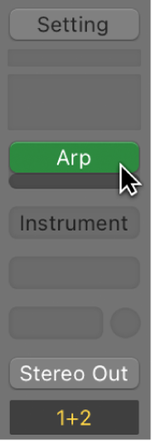 Figure. Pointeur placé sur la ligne verte sous un slot d’effet MIDI.