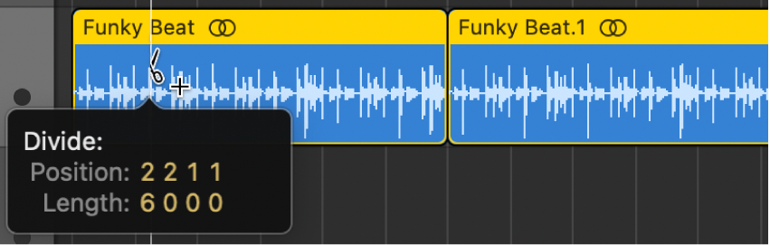 図。Optionキーを押したままハサミツールでリージョンをカットする。