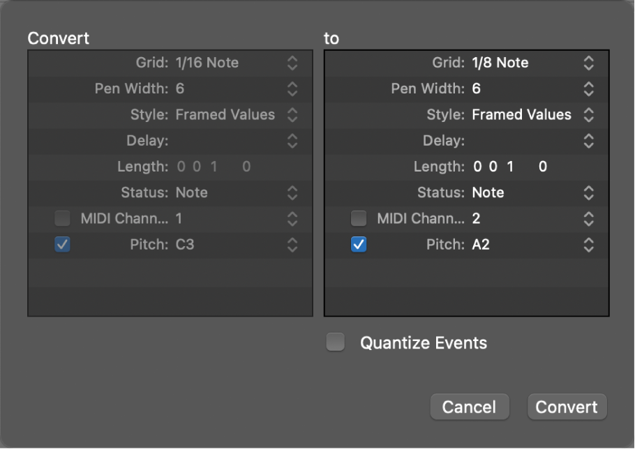 図。「変換」ダイアログ。