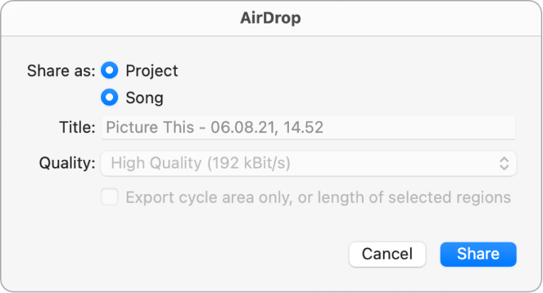 図。AirDropダイアログ。