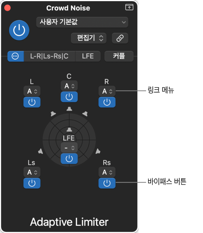 그림. 멀티채널 플러그인의 구성 탭.