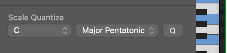 图。“音阶量化”弹出式菜单。