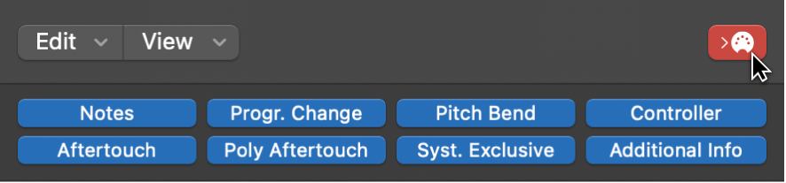 图。在“SysEx Fader 编辑器”窗口中打开“MIDI 输入”按钮。