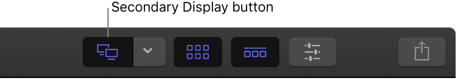 The toolbar showing the Secondary Display button highlighted