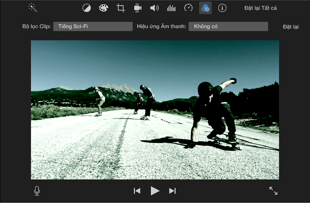 Hiệu ứng video Khoa học Viễn tưởng được áp dụng cho clip trong trình xem