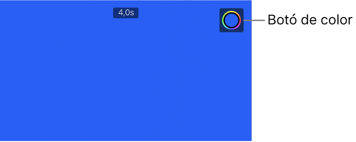 El visor mostrant un fons sòlid blau i el botó de color a dalt a la dreta.