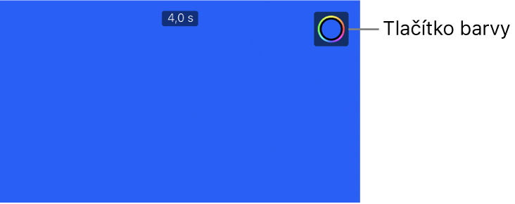 Prohlížeč s modrým jednobarevným pozadím a tlačítkem Barva vpravo nahoře