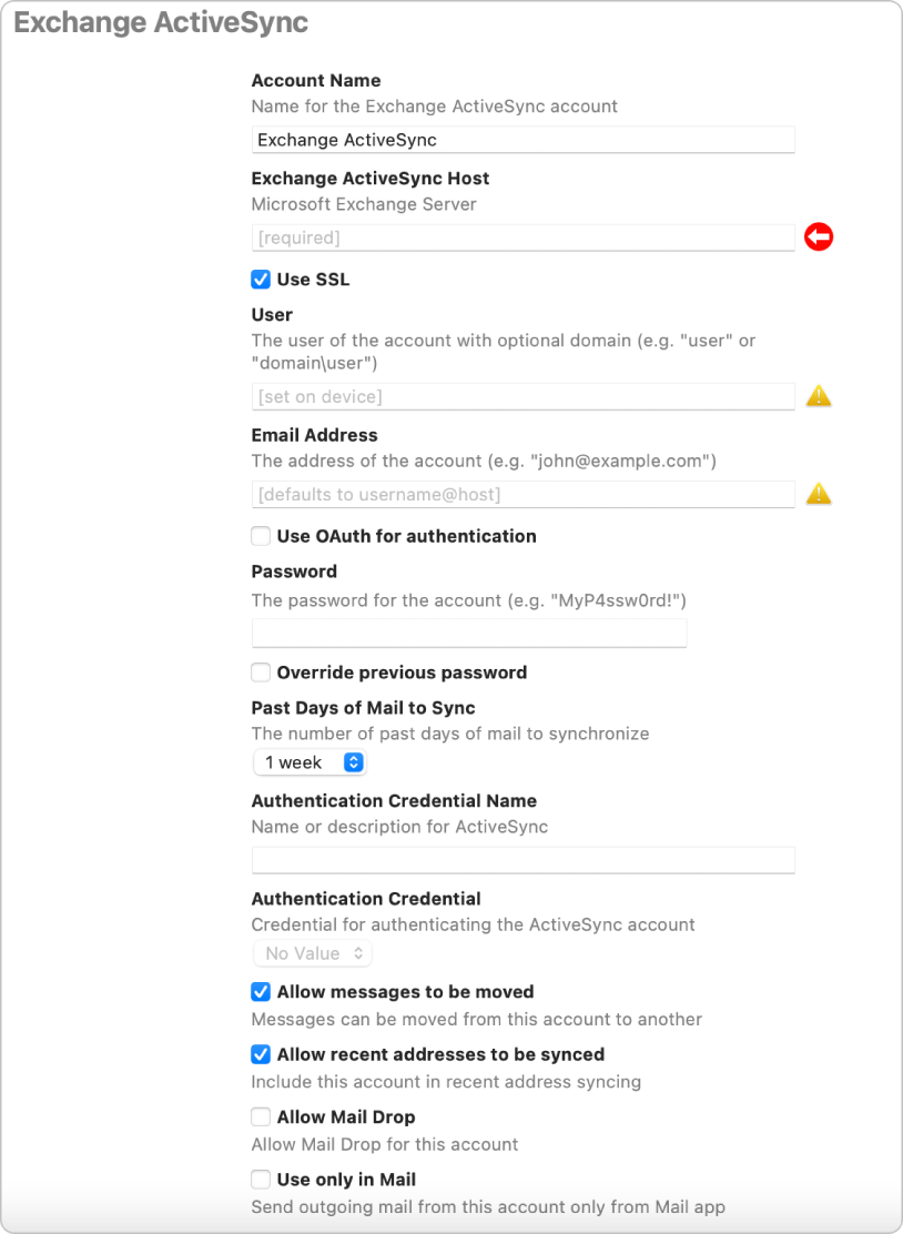 Pro uživatele iPhonů a iPadů můžete vytvořit konfigurační profily Exchange ActiveSync