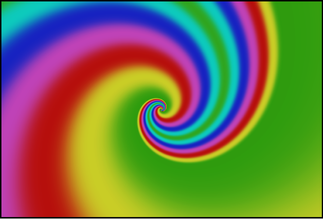 显示“颜色类型”设定为“渐变”的螺旋形发生器的画布